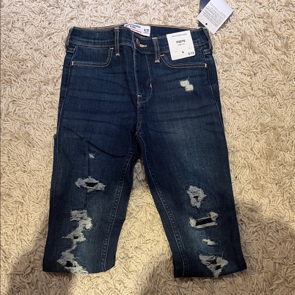 Abercrombie and Fitch Kids  Dark Blue Distressed High-Rise Jean leggings